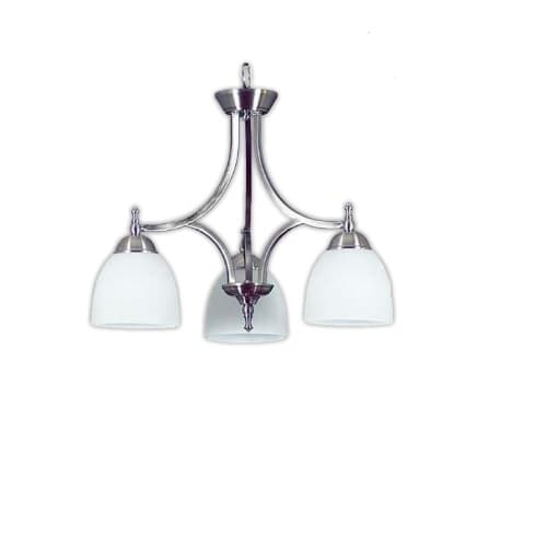 HomEnhancements 60W Dallas Chandelier, 3-Light, Clear Glass, Brushed Nickel
