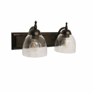 HomEnhancements 60W Dallas Vanity Light, 2-Light, Clear Glass, Oil Rubbed Bronze