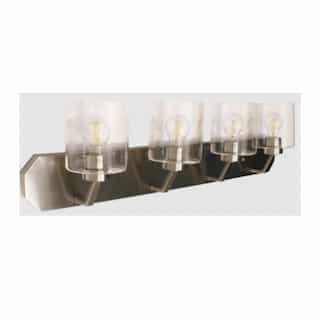 HomEnhancements 60W Paris Vanity, 4-Light, Clear Cylinder Glass, Brushed Nickel