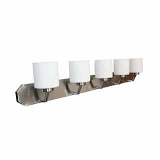 HomEnhancements 60W Paris Vanity, 5-Light, Clear Cylinder Glass, Brushed Nickel