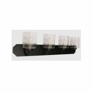 60W Paris Vanity, 4-Light, Clear Cylinder Glass, Oil Rubbed Bronze