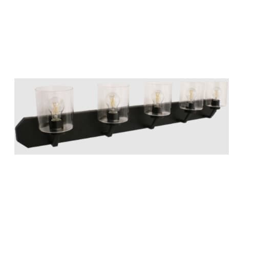 HomEnhancements 60W Paris Vanity, 5-Light, Clear Cylinder Glass, Oil Rubbed Bronze