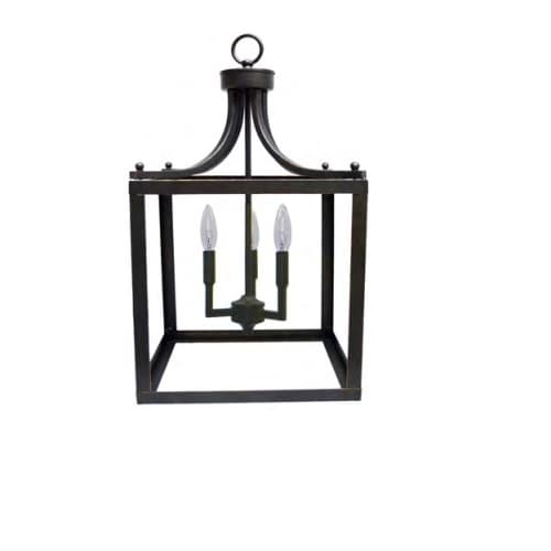 HomEnhancements 60W Square Cage Entry Fixture, 3-Light, E12, Oil Rubbed Bronze