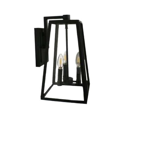 Trapezoid Coach Light, 3-Light, E12, Clear Glass, Textured Black