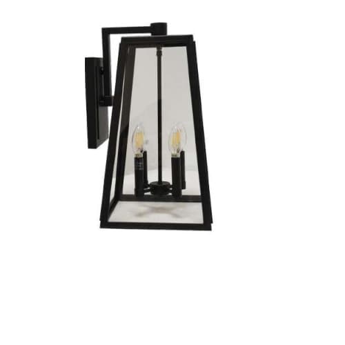 60W Trapezoid Coach Light, Large, 4-Light, Clear Glass, Textured Black