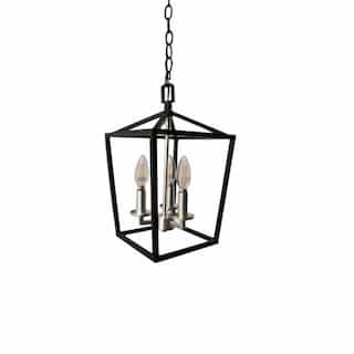 HomEnhancements Open Cage Entry Fixture, 3-Light, E12, Matte Black & Brushed Nickel