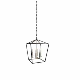 HomEnhancements Open Cage Entry Fixture, 4-Light, E12, Matte Black & Brushed Nickel