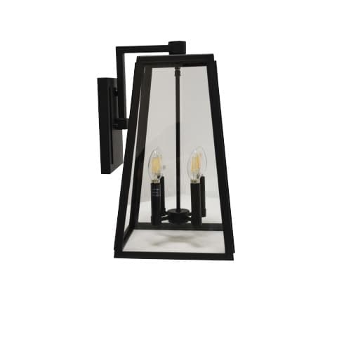 Trapezoid Coach Light, Large, 4-Light, Clear Glass, Matte Black