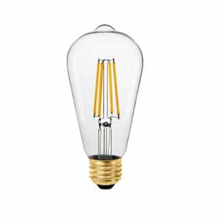 7W LED ST19 Filament Bulb, E26, 600 lm, 120V, 3000K, Clear