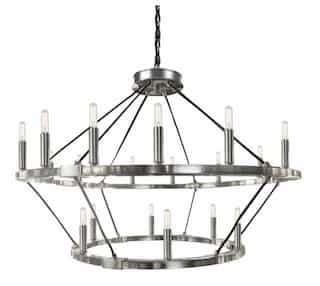 60W Double Tier Chadelier, 18 Light, Brushed Nickel