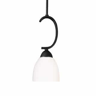 Victoria Pendant Light w/ White Glass, Mini, 1-Light, E26, Matte Black