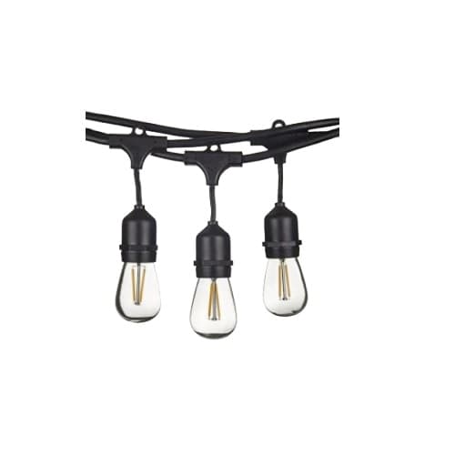 48-ft LED Porch String Light, 24-Light, Indoor/Outdoor, Black, 2200K