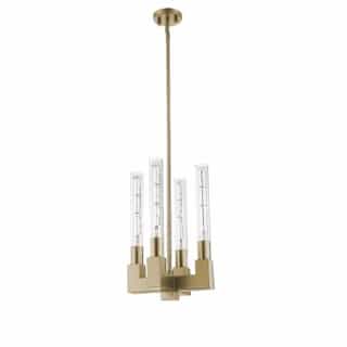 60W Roma Pendant Light w/ Clear Glass, 4-Light, Champagne Gold