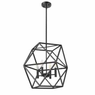 Solano Pendant Light, 4-Light, Geometric Open Cage, Matte Black