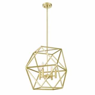 Vivio Solano Pendant Light, 4-Light, Geometric Open Cage, Champagne Gold
