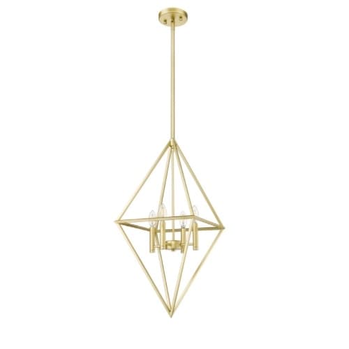 Gomez Pendant Light, 4-Light, Geometric Open Cage, Champagne Gold
