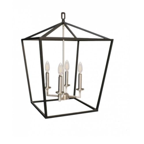 4-Light Cage Hanging Fixture, E12, Nickel