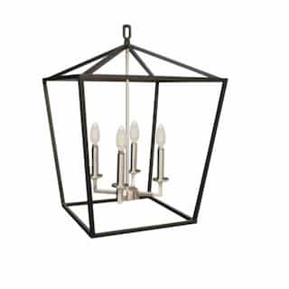 HomEnhancements 4-Light Cage Hanging Fixture, E12, Nickel