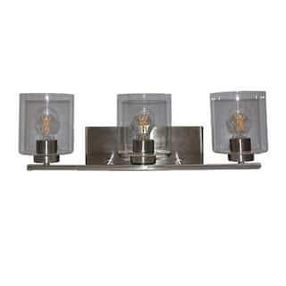 HomEnhancements 180W 3-Light Vanity Fixture, 120V, Brushed Nickel/Clear