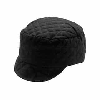Black Quilted Shop Cap, Size 7 1/4