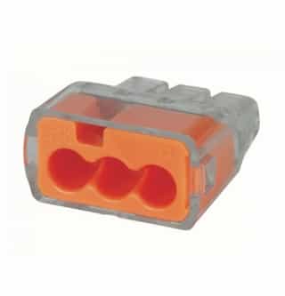 3-Port In-Sure Push-In Wire Connector, 12 AWG, Orange