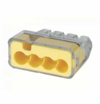 4-Port In-Sure Push-In Wire Connector, 12-20 AWG, Yellow