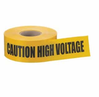 3" x 1000', Barricade Tape, Caution High Voltage, Yellow