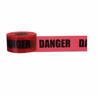 3" x 1000', Barricade Tape, Danger, 2 Mils, Red