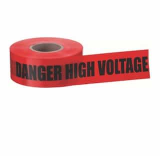 3" x 1000', Barricade Tape, Danger High Voltage Keep Out, Red