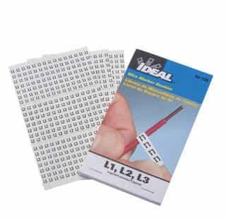 Assorted L1,L2,L3 Wire Marker Booklet, Pack of 150