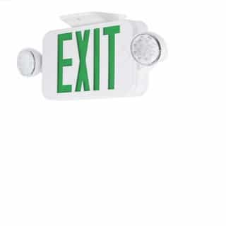 Emergency Exit Combo w/Battery Backup, HO, 120V/277V, Green/White