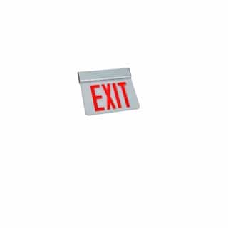 ILP Lighting Recessed Mount Exit Sign w/ BBU, One Side, 120V/277V Red/Black