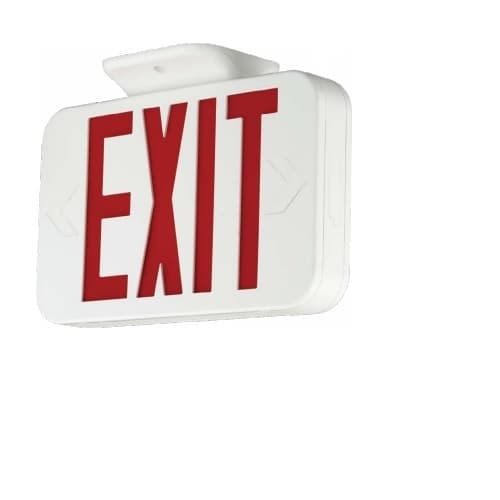 Exit Sign w/ Battery Backup, High Output & RC, 120V/277V, Red/White