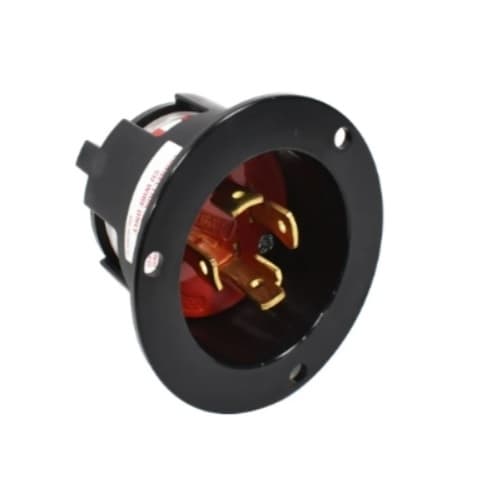 Eaton Wiring 30 Amp Color Coded Locking Flanged Inlet, 4-Pole, 4-Wire, #14-8 AWG, 277V-480V, Red