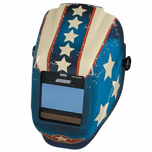 Red White and Blue Stars and Scars Welding helmet with 9-13 Variable Shade