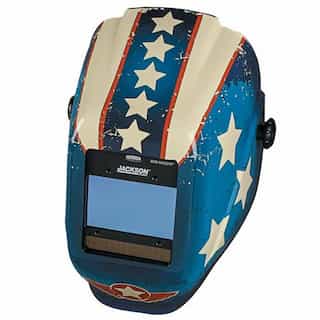 Jackson Tools Red White and Blue Stars and Scars Welding helmet with 9-13 Variable Shade