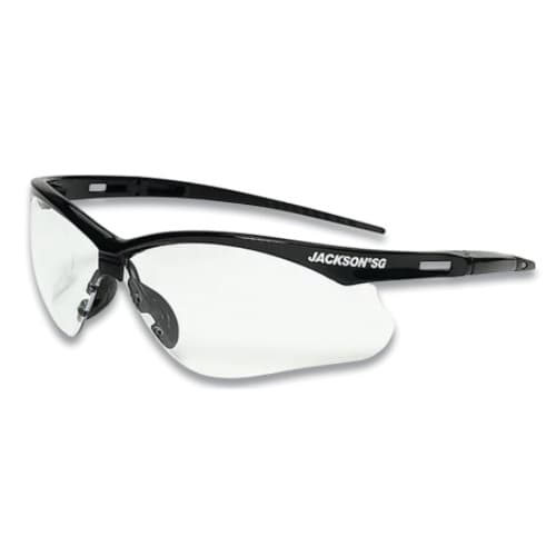 Jackson Tools SG Series Hard Coat Safety Glasses, Polycarbonate, Clear Lens, Black