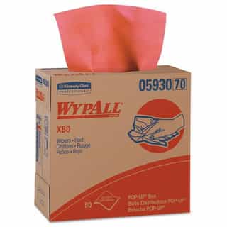 Kimberly-Clark WypAll X80 Towels, Pop-Up Box, Red Hot, 80 per box
