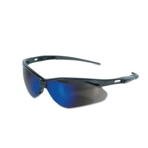 Safety Glasses w/ Blue Anti-Scratch Lens & Black Frame