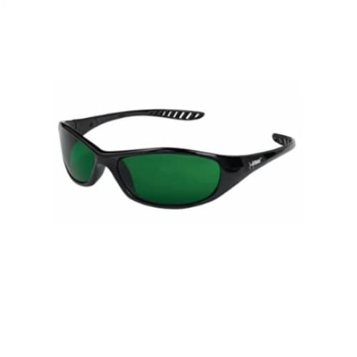 Anti-Scratch Safety Glasses, Green Lens, Black Frame