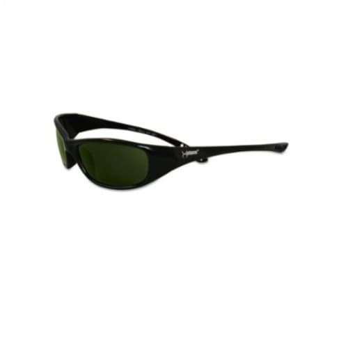 Anti-Scratch Safety Glasses, Dark Green Lens, Black Frame