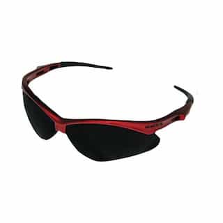 Safety Glasses w/ Smokey Anti-Scratch Lens & Red Frame