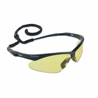 Safety Glasses w/ Amber Anti-Scratch Lens & Black Frame