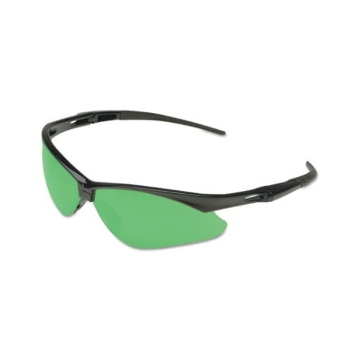 Safety Glasses w/ IRUV 5.0 Lens, Hardcoated, Green & Black