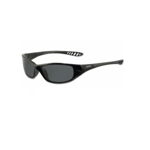 V40 Anti-Scratch Safety Glasses, Smoke Lens, Black Frame