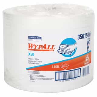 Kimberly-Clark WypAll X50 Wipers, Jumbo Roll, White, 1,100 per roll