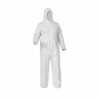 A35 Liquid and Particle Protection Coveralls with Hood, 2X Large, White