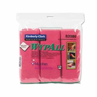 Kimberly-Clark Red, 6 Count Microfiber WYPALL Cloths with Microban-15.75 x 15.75