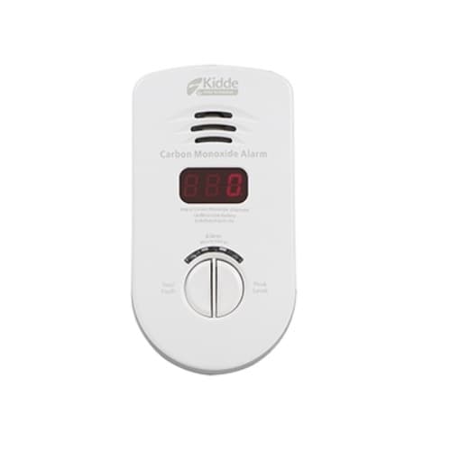 120V AC Plug-In Carbon Monoxide Alarm w/ Battery Backup, Digital Display