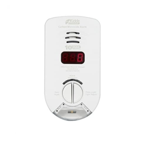 120V Plug-in Carbon Monoxide Alarm w/Exit Light, 10 Yr Sealed, Digital Display
